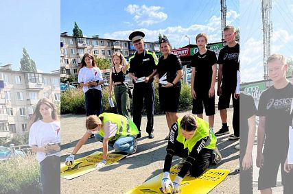 В Новотроицке перед пешеходными переходами появились яркие жёлтые надписи